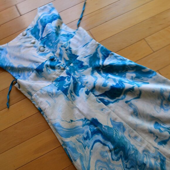 Anthropologie Maeve Marbled Waters Dress White Blue Size 4 - Picture 11 of 13